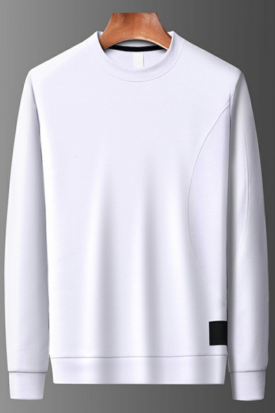 Casual Men's Sweatshirt Whole Colored Long Sleeves Round Neck Pullover Sweatshirt
