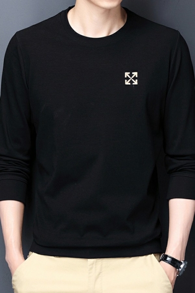 Pop Sweatshirt Arrow Print Long Sleeves Regular Crew Collar Pullover Sweatshirt for Guys