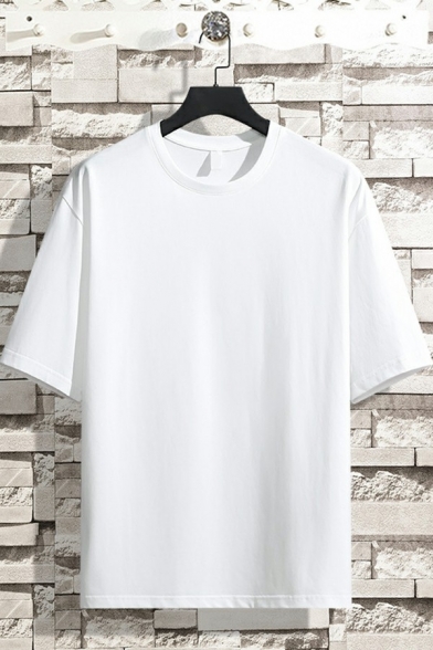 Leisure Men's Solid T-Shirt Crew Collar Short Sleeves Regular Quick Dry Tee Shirt