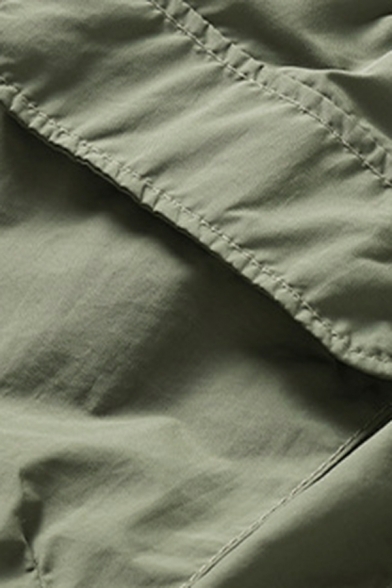 Modern Boy's Shorts Solid Front Pocket Decoration Drawstring Waist Baggy Cargo Shorts