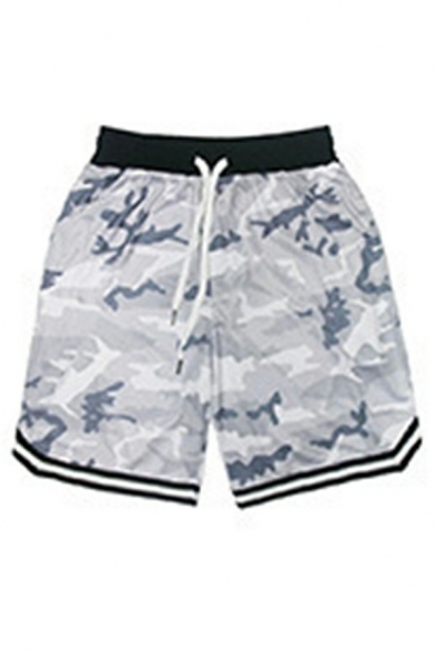 Novelty Guys Shorts Contrast Line Pocket Drawstring Waist Regular Cargo Mid Rise Shorts