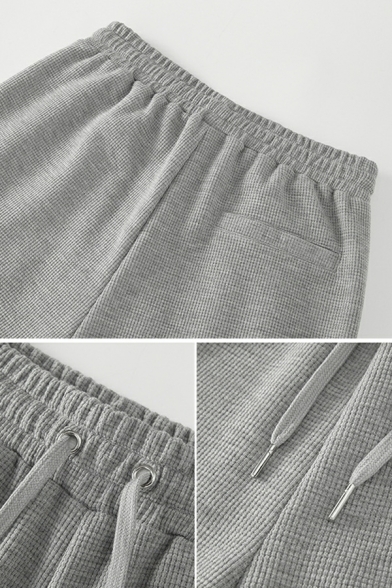 Guy's Trendy Shorts Embroidery Fish Pattern Drawstring Waist Regular Fit Pocket Shorts