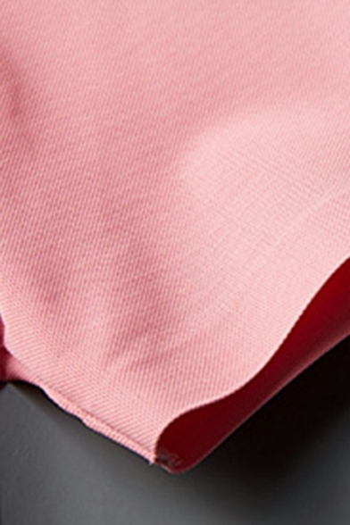 Modern Polo Shirt Plain Short Sleeve Point Collar Button-up Polo Shirt for Men
