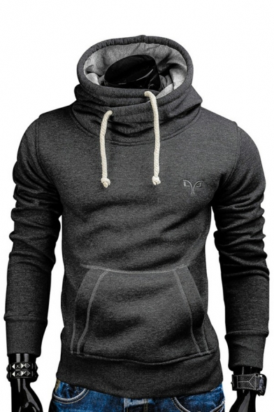 Leisure Mens Hoodie Solid Hooded Drawcord Pocket Detailed Long Sleeve Slim Fit Hoodie