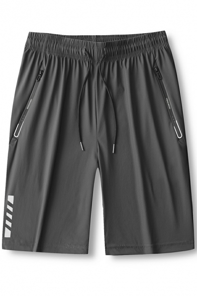 Popular Guy's Shorts Contrast Line Drawstring Waist Pocket Designed Regular Shorts