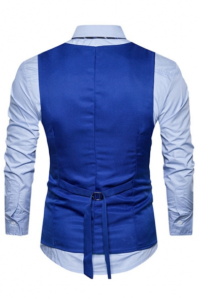 Men Casual Suit Vest Plain V-Neck Single Breasted Front Pocket Suit Vest
