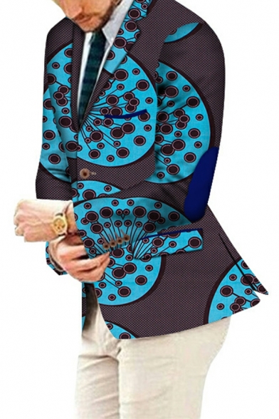 Men Chic Blazer 3D Patterned Lapel Collar Front Pocket Single Breasted Blazer