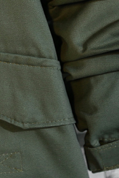 Urban Trench Coat Plain Hooded Flap Pocket Trench Coat for Men