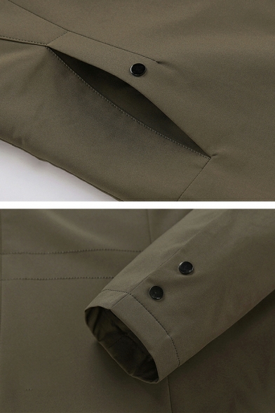 Elegant Coat Plain Front Pocket Lapel Collar Loose Long Sleeve Button Trench Coat for Boys