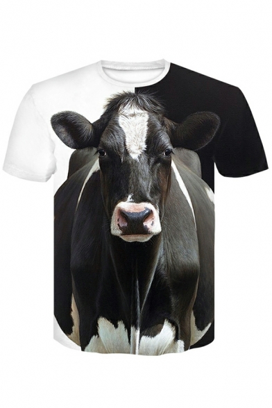 Guy's Casual T-shirt 3D Animal Printed Regular Short Sleeves Crew Collar Tee Top