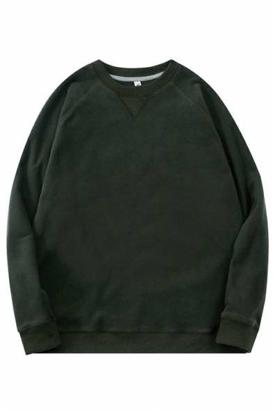Simple Solid Sweatshirt Long Sleeve Crew Neck Oversized Pullover Sweatshirt for Men