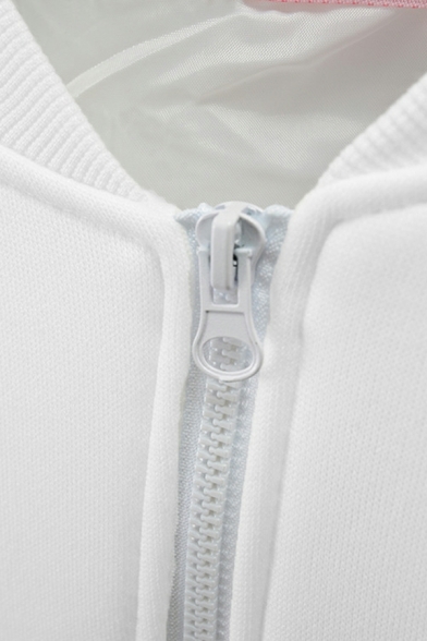 Men Classic Jacket Contrast Line Pocket Stand Collar Skinny Zip Closure Baseball Jacket