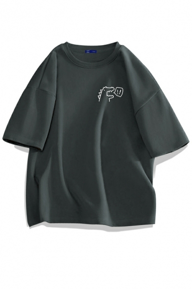 Popular Guy's T-Shirt 3D Cartoon Pattern Round Neck Loose Fit Short Sleeves Tee Shirt