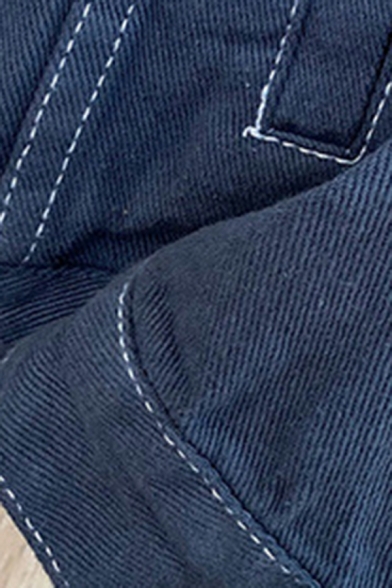 Popular Men Jacket Ombre Pattern Spread Collar Chest Pocket Oversized Button Denim Jacket