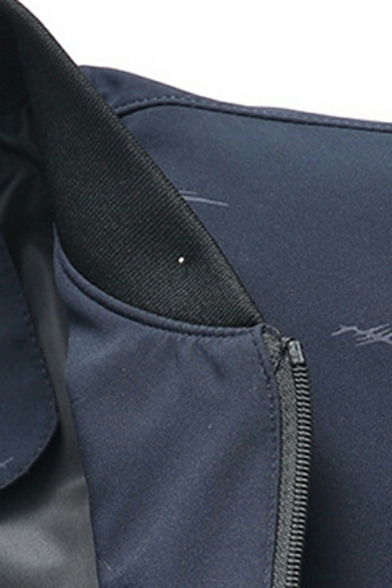 Boy's Cozy Jacket Contrast Trim Pocket Stand Collar Long Sleeves Zipper Bomber Jacket
