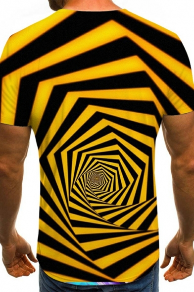 Popular Guy's T-Shirt 3D Pattern Slimming Round Neck Short Sleeves Tee Shirt