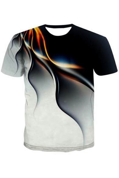 Guy's Chic T-shirt 3D Printed Round Neck Short-sleeved Regular Fit Tee Shirt