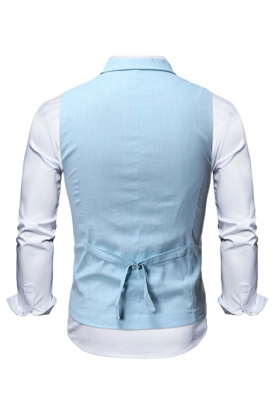 Men Unique Suit Vest Solid Color Lapel Collar Single Breasted Suit Vest