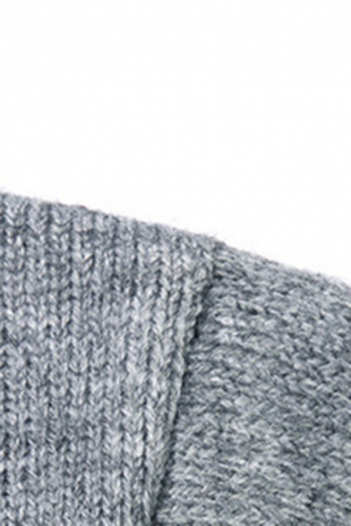 Retro Sweater Color Block Round Neck Ribbed Trim Sweater for Men