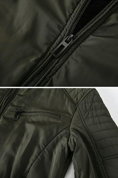 Urban Mens Jacket Whole Colored Pocket Long Sleeves Stand Collar Skinny Zipper Jacket