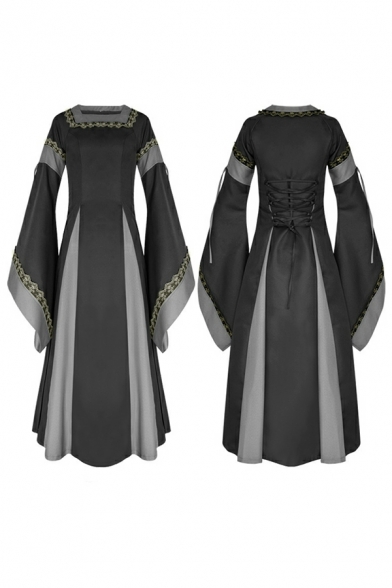 Renaissance Women's Medieval Costume Irish Victorian Vintage Halloween Long Dress