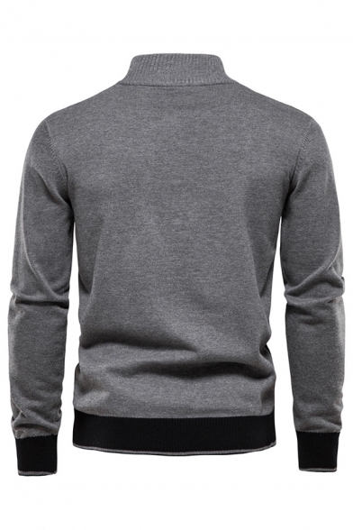 Cotton Pullover Sweater Men's Business Stand Collar Check Sweater