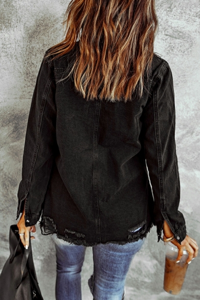 Black Hole Jean Jacket Long-sleeved Female Commuting Denim Jacket