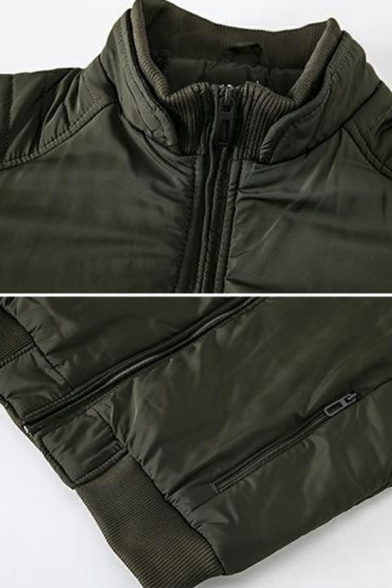Urban Mens Jacket Whole Colored Pocket Long Sleeves Stand Collar Skinny Zipper Jacket