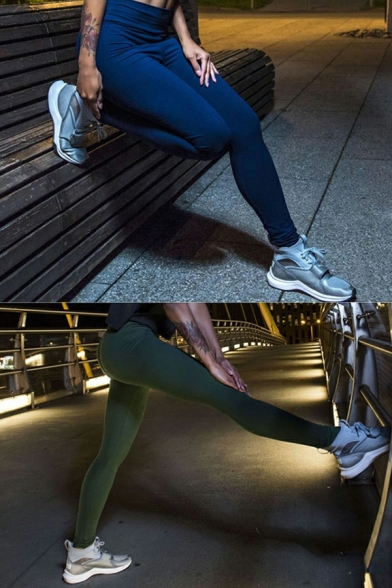 Stylish Leggings Plain Elastic Waist Ankle Length Leggings for Women