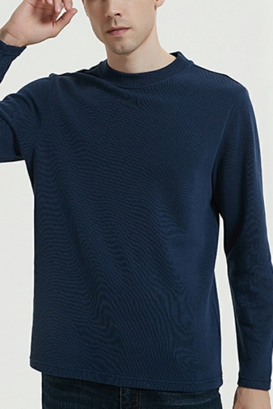 Stylish Men Sweater Whole Colored Round Neck Long Sleeve Regular Pullover Sweater