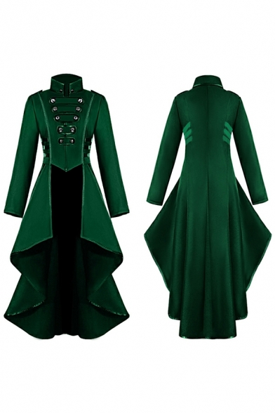 Halloween Medieval Dress Tuxedo Women's Lapel Irregular Hem Vintage Long Dress