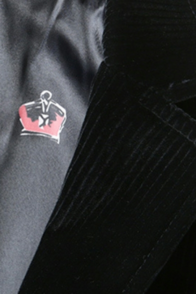 Vintage Blazer Plain Corduroy Lapel Collar Single Breasted Front Pocket Blazer for Men