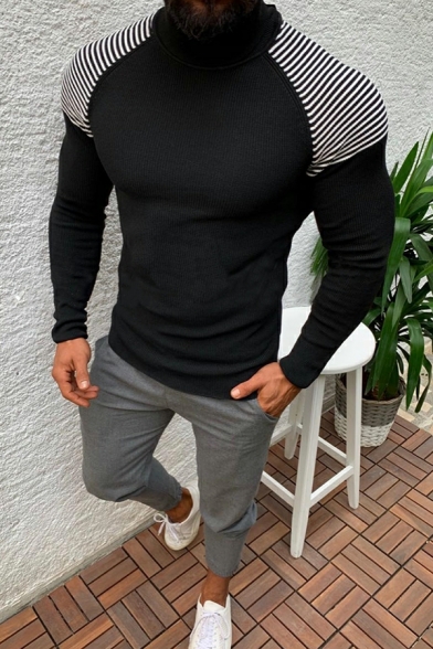 Winter Long Sleeve Sweater Men's Fashion Slim Fit Pullover Turtleneck Warm Sweater