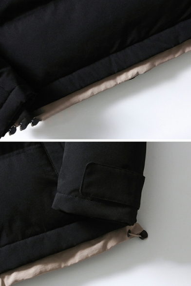 Street Style Guy's Coat Solid Pocket Spread Collar Long Sleeves Loose Zipper Parka Coat