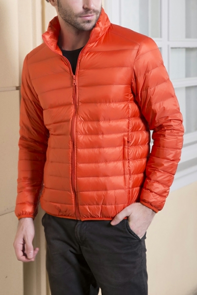 Edgy Parka Coat Solid Pocket Detail Long-Sleeved Regular Zip Up Parka Coat for Boys