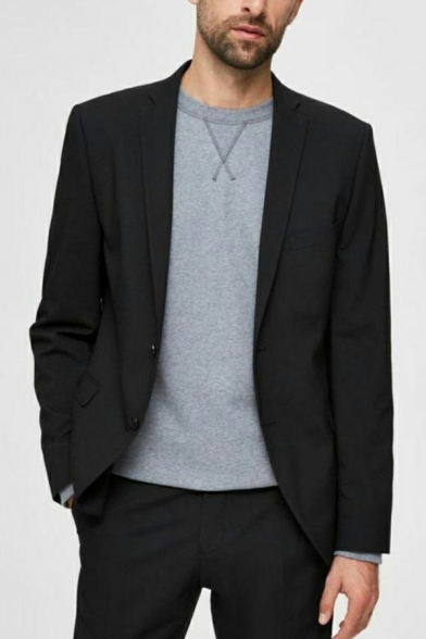 Freestyle Blazer Whole Colored Lapel Collar Long-Sleeved Single Button Blazer for Guys