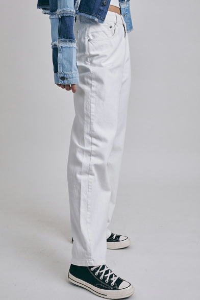 Ins Women's White Jeans High Waist Slim Drape Wide Leg Versatile Pants