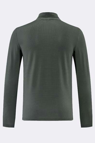 Men's Long Sleeve Sports T-Shirt Quick Dry Breathable Half Zip Stand Collar Fitness Top