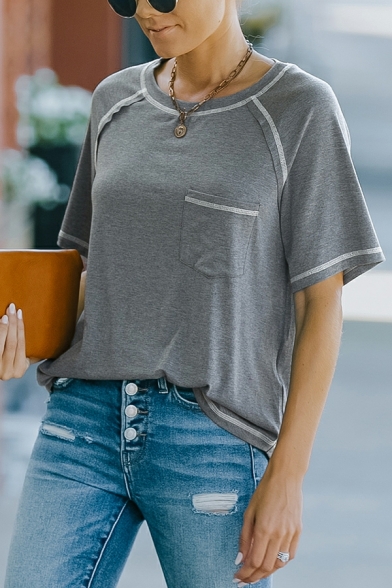 Summer Novel Women T-shirt Round Neck Short-sleeved Simple Loose Commuting Tees