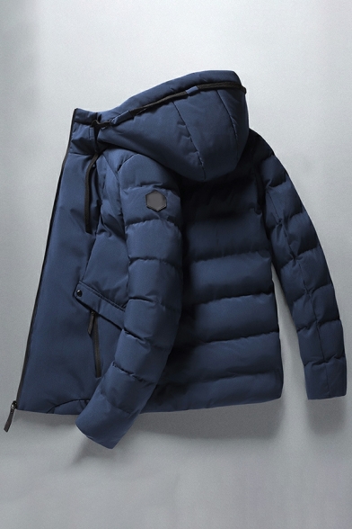 Urban Mens Parka Coat Solid Pocket Long Sleeve Regular Hooded Zip Closure Puffer Jacket