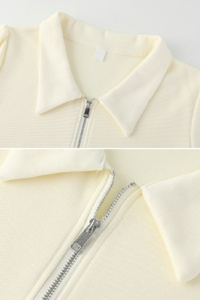 Polo Collar Short Sleeve T-Shirt Women's Summer Short Irregular Design Zipper T-Shirt