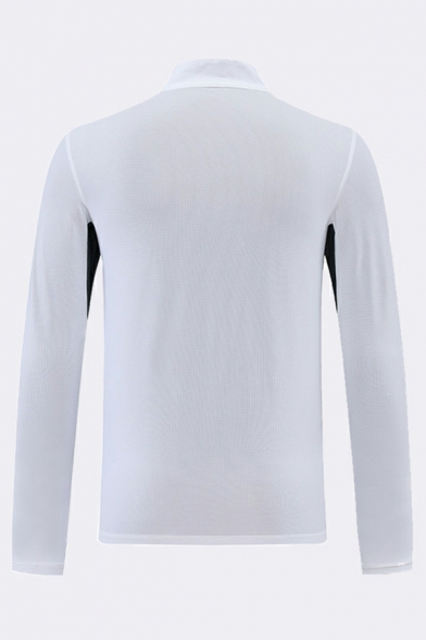 Men's Long Sleeve Sports T-Shirt Quick Dry Breathable Half Zip Stand Collar Fitness Top