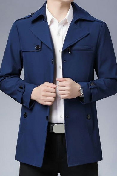 Vintage Boys Coat Plain Long-sleeved Lapel Collar Regular Single Breasted Trench Coat