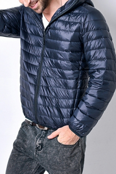 Boy's Hot Parka Coat Solid Hooded Long-Sleeved Regular Fit Zip Placket Parka Coat