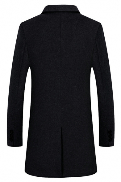 Trendy Mens Coat Solid Color Lapel Collar Regular Single-Breasted Long Sleeves Trench Coat