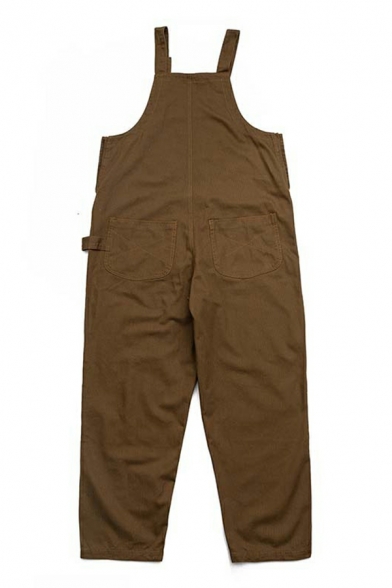 Street Style Boys Overalls Plain Front Pocket Sleeveless Baggy Overalls