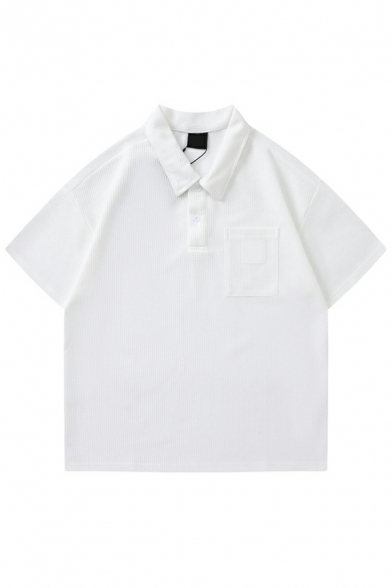 Simple Plain POLO Collar T-shirt Women's Retro Casual Loose Short-sleeved T-shirt
