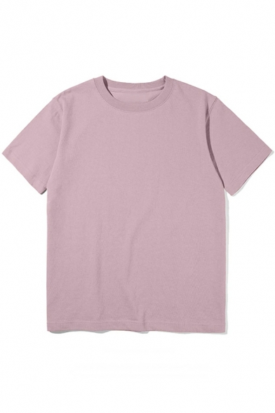 Original Girls Tee Top Pure Color Round Collar Short Sleeve Relaxed Tee Top
