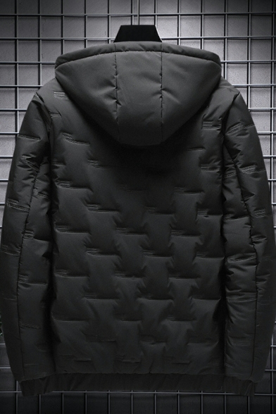Retro Mens Parka Coat Solid Pocket Regular Long Sleeve Zip Closure Hooded Parka Coat