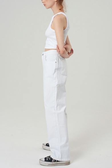 Ins Women's White Jeans High Waist Slim Drape Wide Leg Versatile Pants
